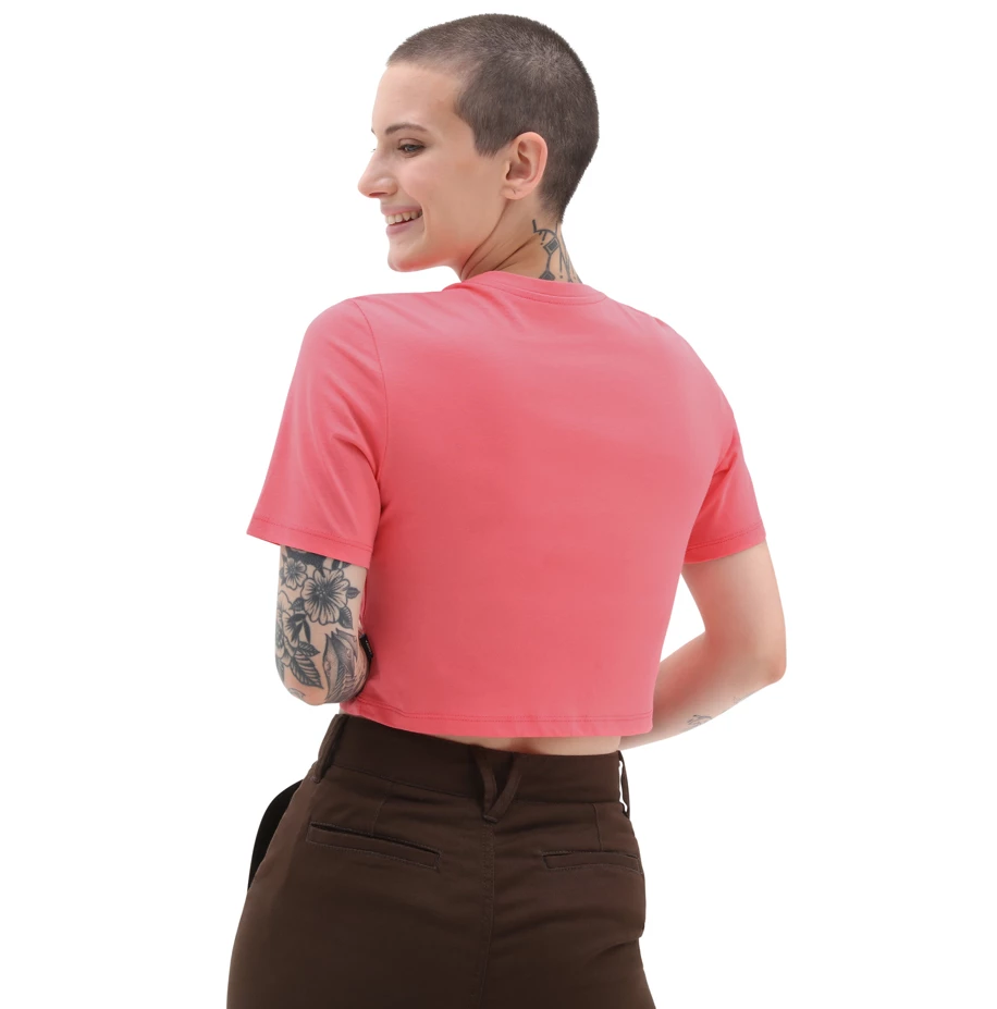 Vans Flying V Crop Crew Sport Womens Tee - Calypso Coral 3 Vans Flying V Crop Crew Sport Womens Tee - Calypso Coral - Image 3