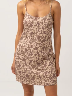 Rhythm Drifter Floral Womens Mini Dress - Chocolate