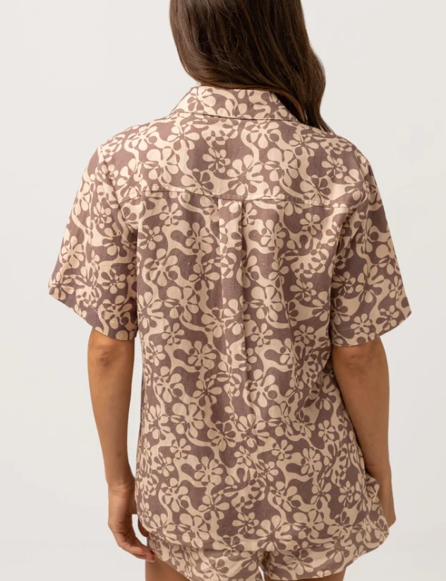 Rhythm Drifter Floral Womens Shirt - Chocolate 2 Rhythm Drifter Floral Womens Shirt - Chocolate - Image 2