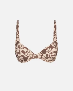 Rhythm Drifter Floral Womens Underwire Bikini Top - Chocolate