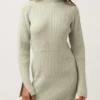 Rhythm Long Sleeve Knit Mini Dress - Sage