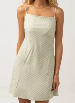 Rhythm Maisy Check Womens Bias Cut Mini Dress - Sage