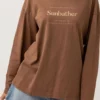 Rhythm Take It Slow Womens Long Sleeve Tee - Chocolate