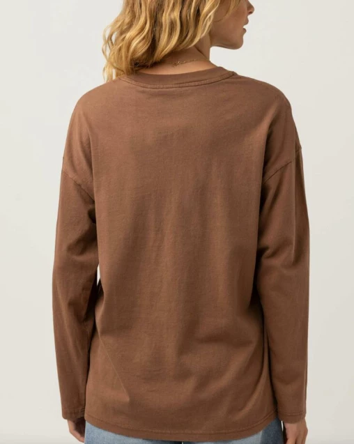 Rhythm Take It Slow Womens Long Sleeve Tee - Chocolate 2 Rhythm Take It Slow Womens Long Sleeve Tee - Chocolate - Image 2