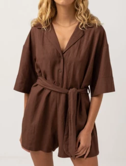 Rhythm Vacay Womens Romper - Chocolate
