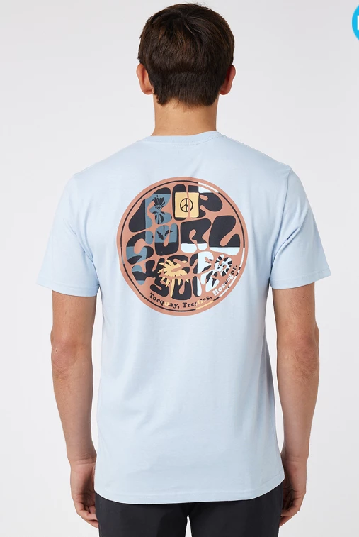 Rip Curl Passage Mens Short Sleeve Tee - Yucca Blue 2 Rip Curl Passage Mens Short Sleeve Tee - Yucca Blue - Image 2