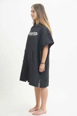 Sorted Surf Premium Hooded Kids Changing Robe - Black -UK Surfing Equipment Sales Store sorted robie kids2