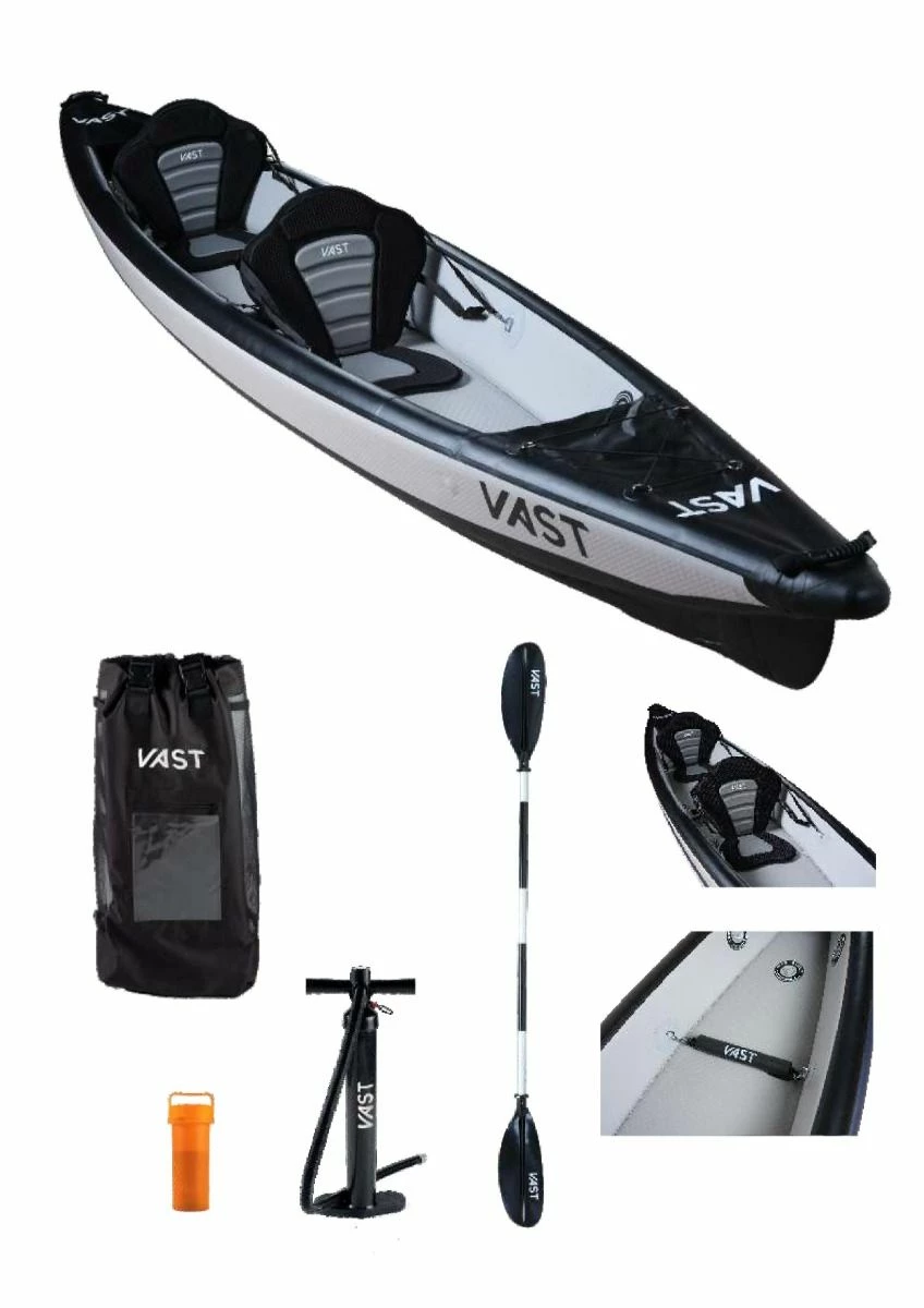 Vast Double Inflatable Kayak - Black 1 Vast Double Inflatable Kayak - Black