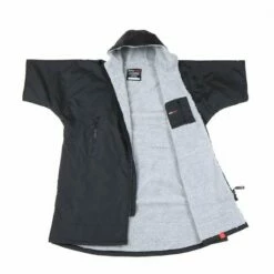 Dryrobe Advance Short Sleeve - Large - Black / Grey -UK Surfing Equipment Sales Store web a da bg zip pkt 600x700
