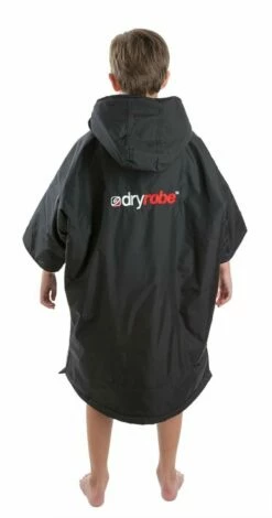Dryrobe Advance Kids Short Sleeve - Age 5-9 - Black/Grey -UK Surfing Equipment Sales Store xs da bg back