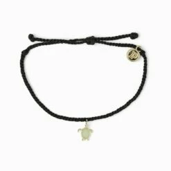 Pura Vida Gold Sea Turtle Bracelet - Black